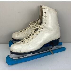 VTG Riedell Royal Sheffield Silver Test Blades USA leather figure ice skates, 9